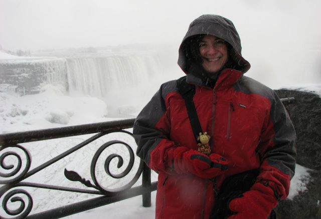 With Sue at Niagara Falls in the depths of winter
