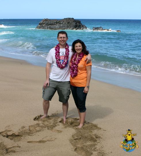 Rich and Sue on Lumaha’i Beach