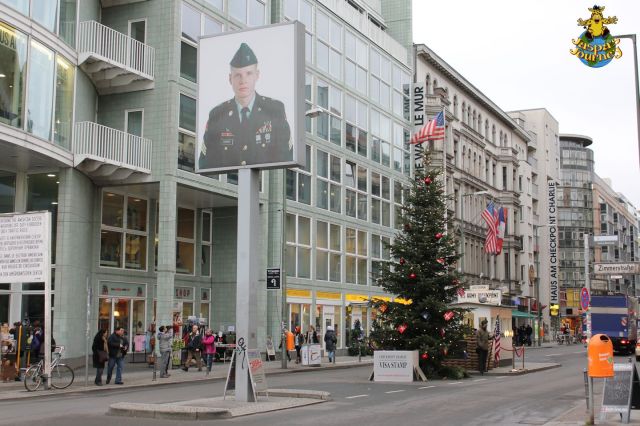 Checkpoint Charlie: where there was once a fence is now a Christmas Tree