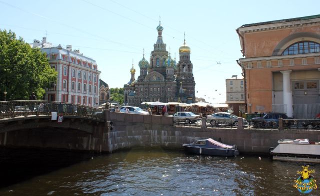 The Resurrection Church of Our Saviour, also known as Church on Spilled Blood, from the Moyka River