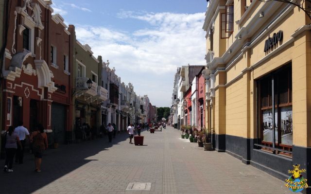 One of the pedestrianised streets in Trujillo's colonial heart